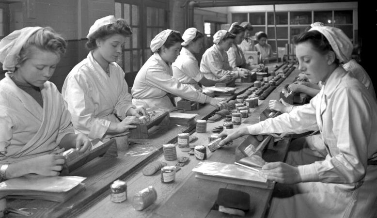 women at work in the mid-20th century - black and white