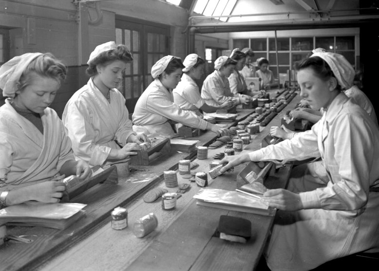 women at work in the mid-20th century - black and white