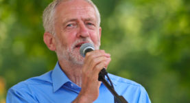 Jeremy Corbyn speaking at a rally
