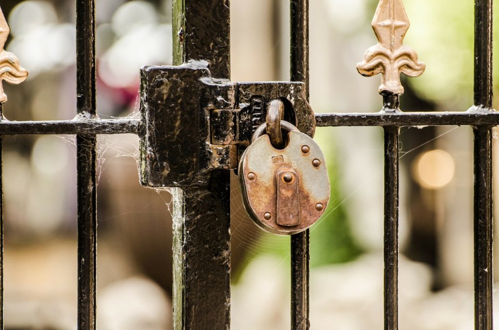 A padlocked gate