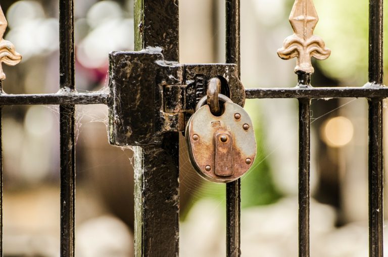 A padlocked gate