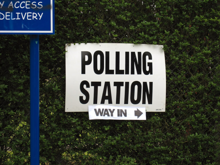 Polling station sign