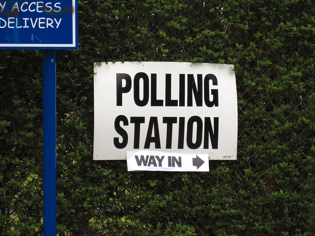 Polling station sign