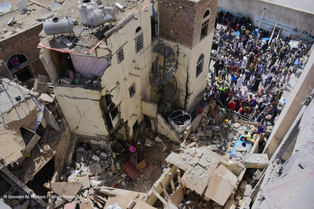 Sana'a residential area destroyed in Yemen after an airstrike