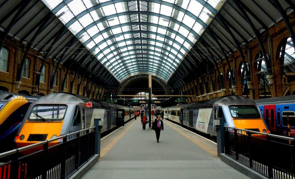 Inside a train station