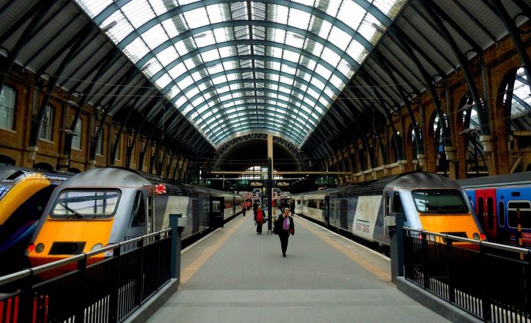 Inside a train station