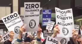 Protesters against antisemitism