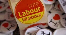 A stick reading "Vote Labour"
