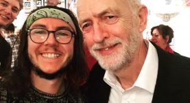 Socialist Appeal supporter Alex Falconer with Jeremy Corbyn