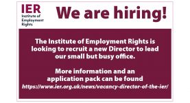 A job advert for the Institute for Employment Rights
