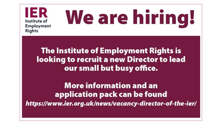 A job advert for the Institute for Employment Rights