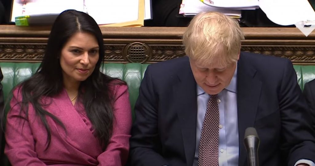 Boris Johnson stood by Priti Patel