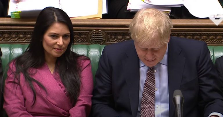 Boris Johnson stood by Priti Patel