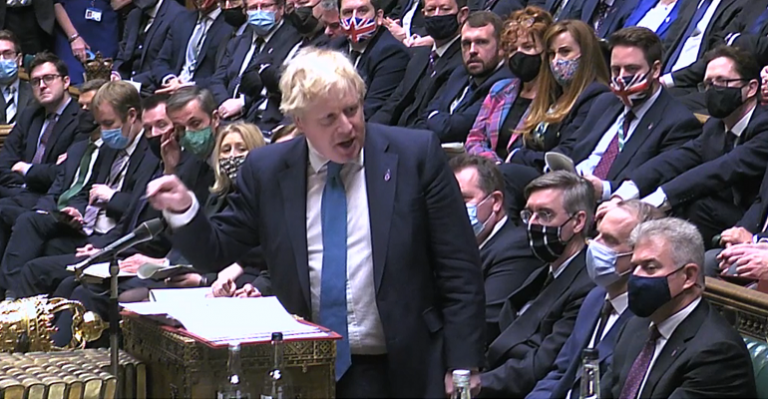 Boris Johnson speaking in the House of Commons