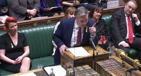 Keir Starmer speaking at the dispatch box of the House of Commons on the sacking of P&O Ferries workers at PMQs