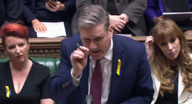 Keir Starmer speaking at the dispatch box of the House of Commons on the sacking of P&O Ferries workers at PMQs