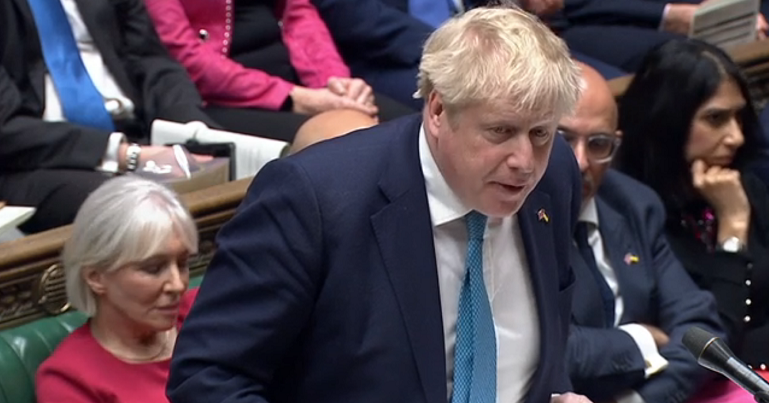 Boris Johnson speaking in the House of Commons at Prime Ministers Questions on Ukrainian refugees
