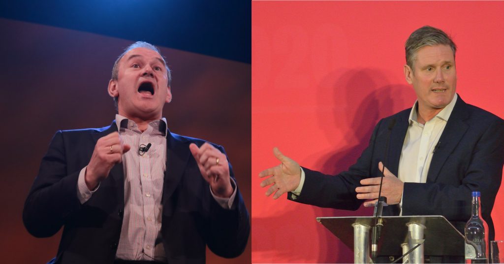 A photo of Ed Davey and a Photo of Keir Starmer