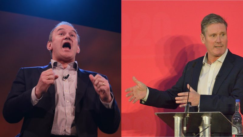 A photo of Ed Davey and a Photo of Keir Starmer