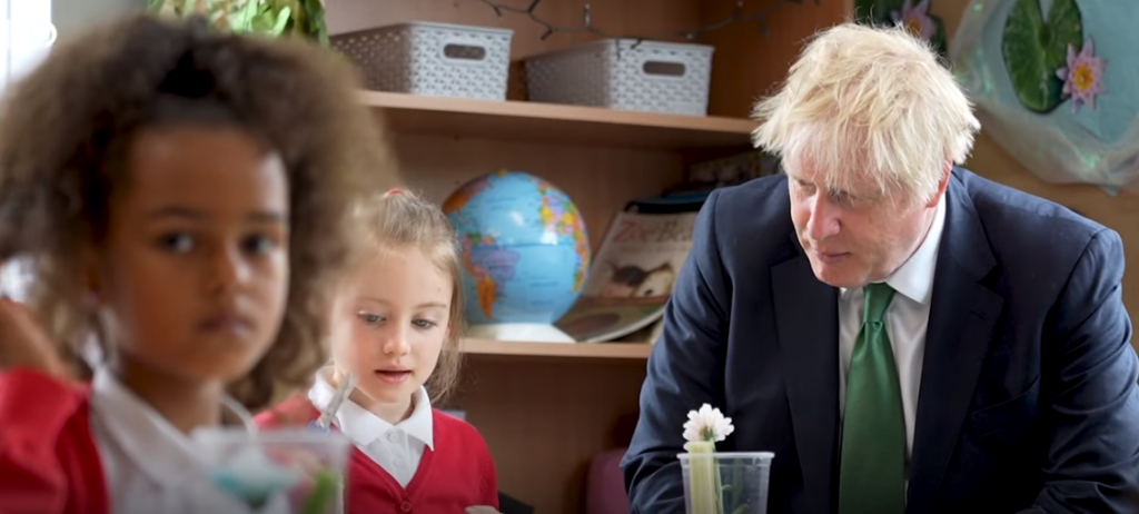 Johnson at a school