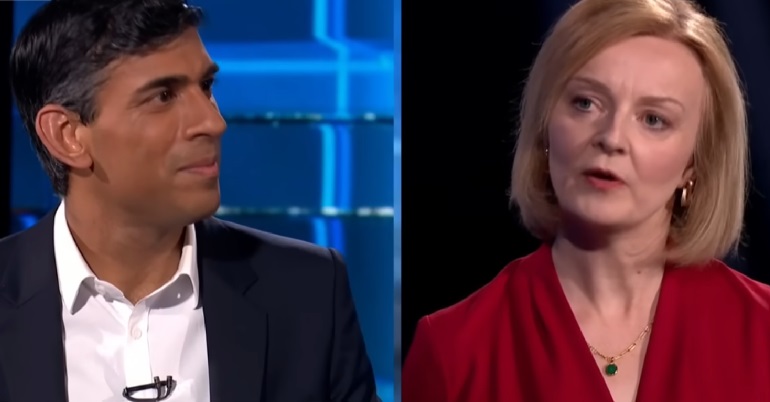 Rishi Sunak and Liz Truss on a Channel 4 debate for the Tory leadership election