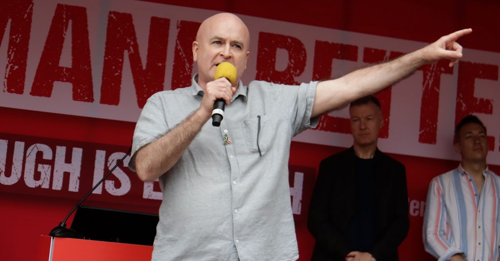 Mick Lynch speaking at a rally