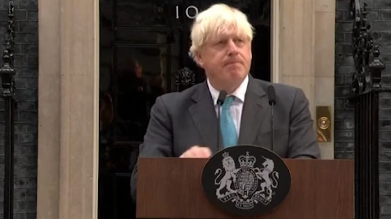 Boris Johnson giving resignation speech