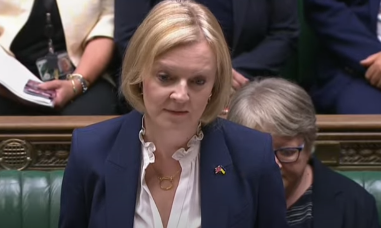 Lis Truss speaking at her first PMQs