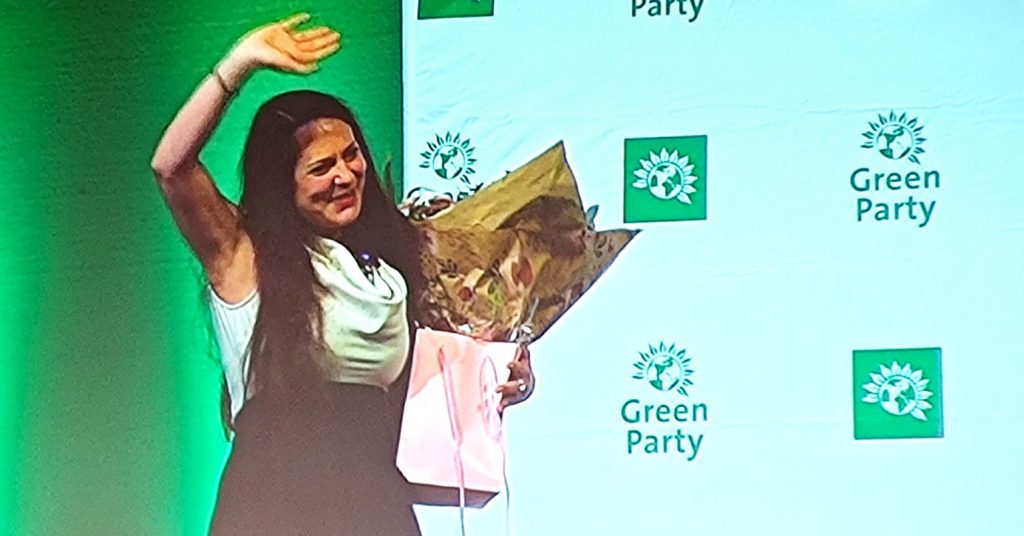 Amelia Womack following her final speech at Green Party conference