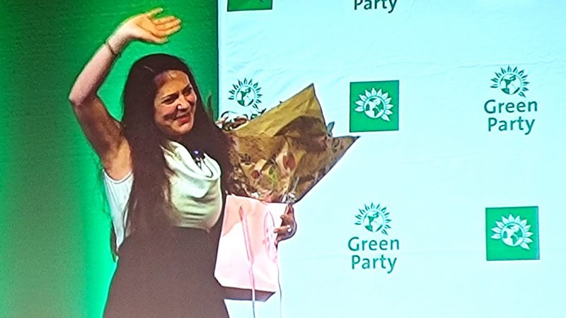 Amelia Womack following her final speech at Green Party conference