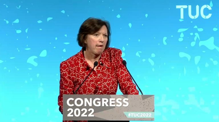 Frances O'Grady speaking at TUC Congress 2022