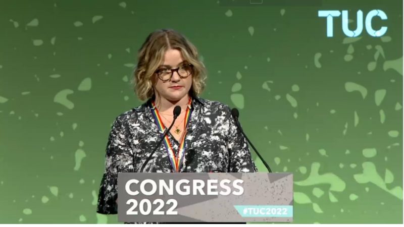 Jo Grady speaking at the 2022 TUC Congress