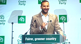 Zack Polanski speaking at Green Party conference