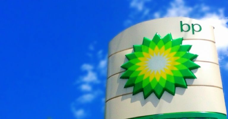 BP sign on a blue sky