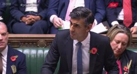 Rishi Sunak at the House of Commons despatch box at PMQs