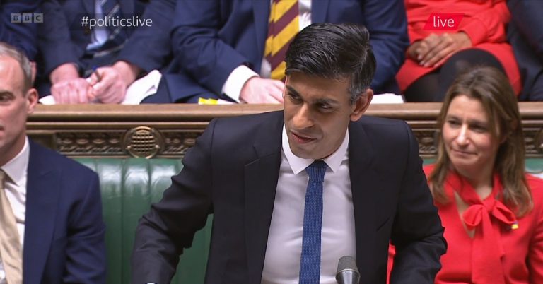 Rishi Sunak at the dispatch box at PMQs
