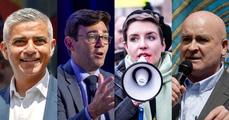 Sadiq Khan, Andy Burnham, Carla Denyer and Mick Lynch