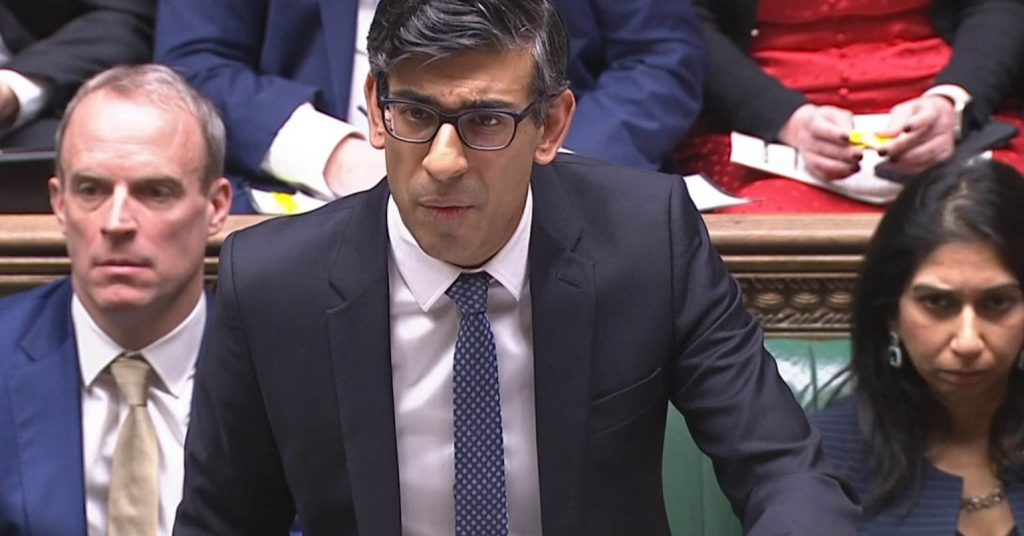 Rishi Sunak speaking at the dispatch box in the House of Commons at PMQs