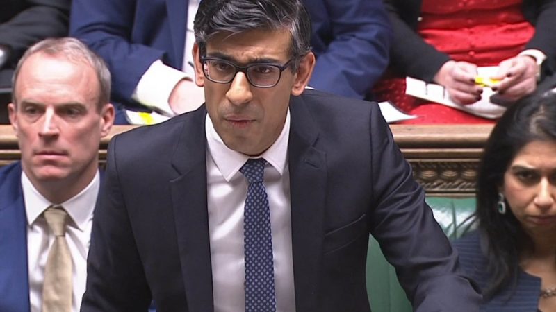 Rishi Sunak speaking at the dispatch box in the House of Commons at PMQs