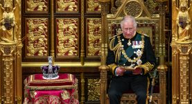 King Charles delivering a Queen's Speech in Parliament
