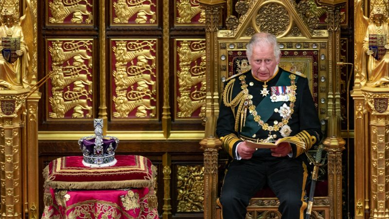 King Charles delivering a Queen's Speech in Parliament