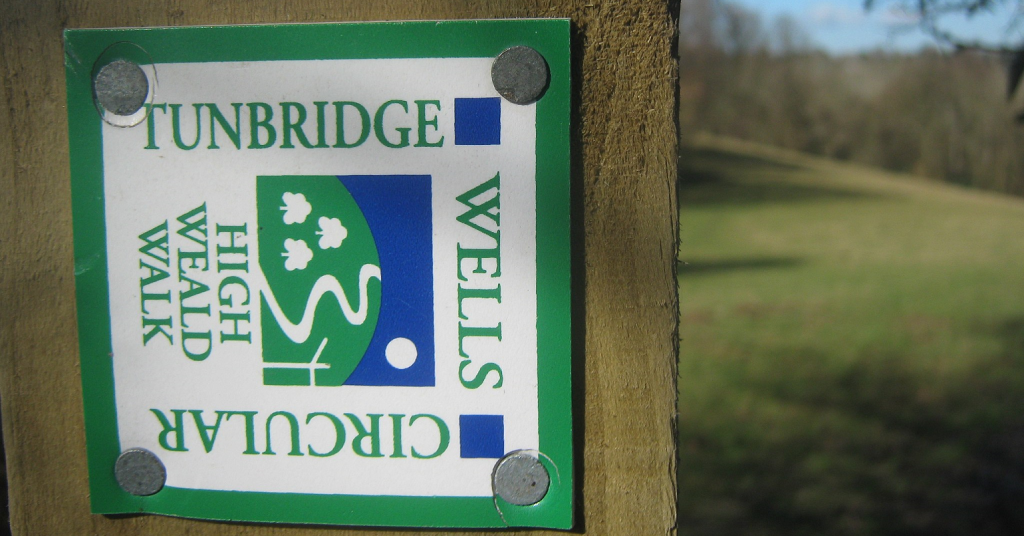 A sign reading "Tunbridge Wells circular - High Weald Walk'