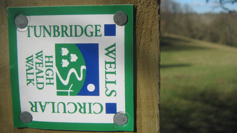 A sign reading "Tunbridge Wells circular - High Weald Walk'