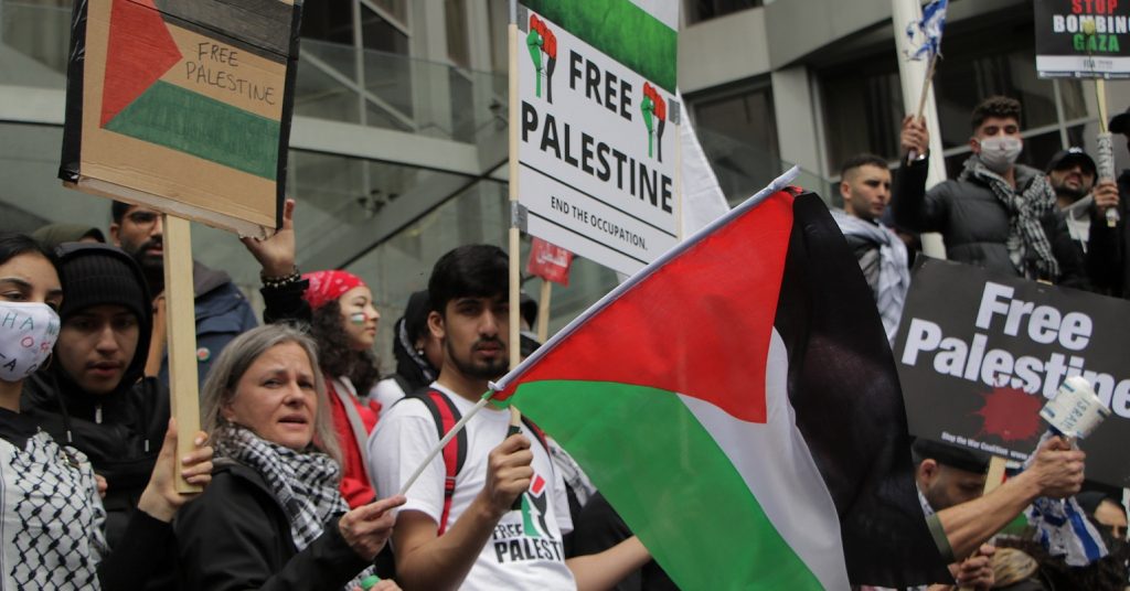A photo of Palestine solidarity protesters