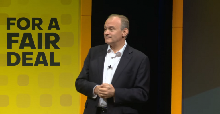 Ed Davey speaking at Liberal Democrat conference