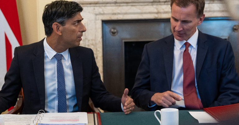 Rishi Sunak and Jeremy Hunt at a cabinet meeting