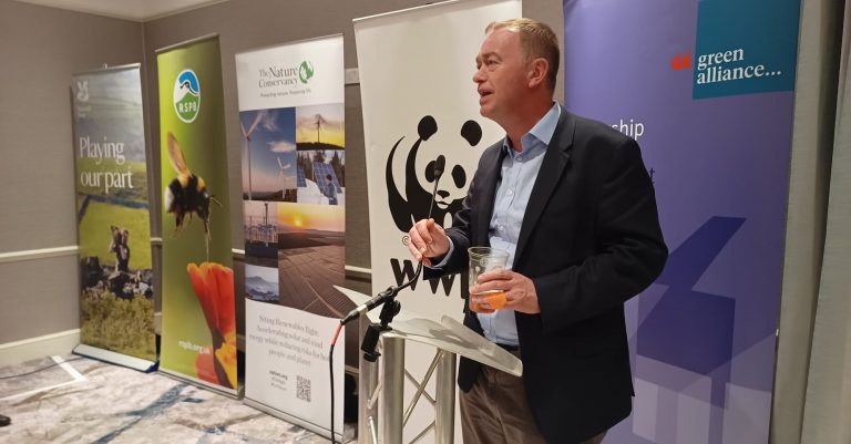 Tim Farron speaking at a Green Alliance fringe at Liberal Democrat conference
