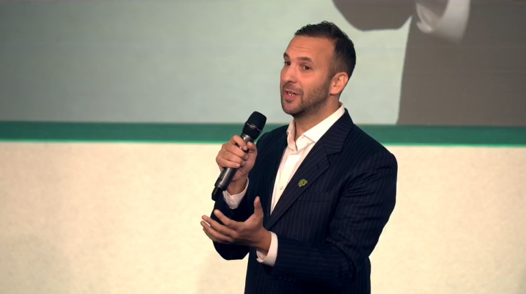 Zack Polanski speaking at Green Party conference
