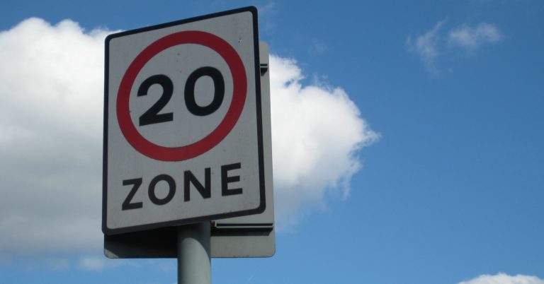 A photo of a 20mph sign
