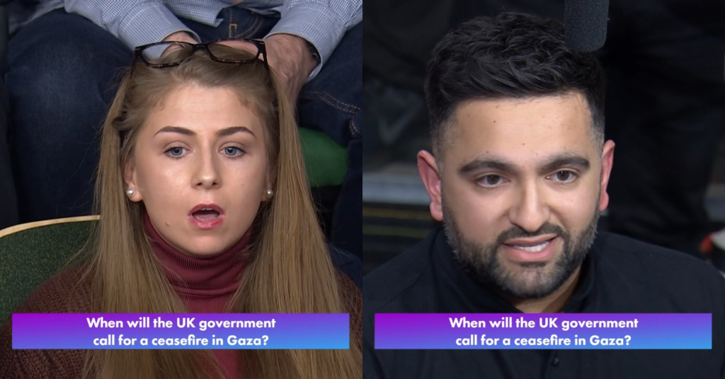 Two audience members on BBC Question Time